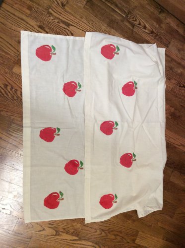 Hand Crafted Hand Painted Cafe Apple Curtains 32x28"