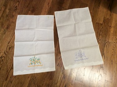 2 Pillow Case Sets 2 Place Mats Embroidery Started but Unfinished
