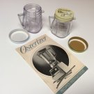2 Osterizer Mini Blend Storage Jars w/3 lids-Recipes/Instructions Book 1985