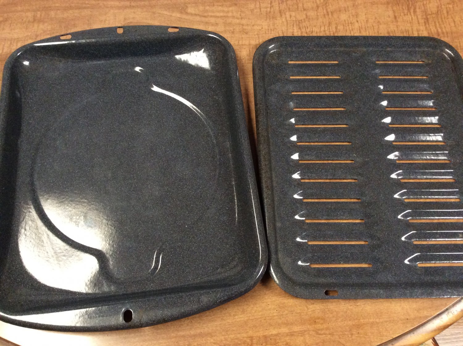 Gray Speckled Enamel REPLACEMENT Oven Broiler Pan Set 16 1/2" x 131/2"