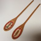 Set of Vintage Hanging Wooden Spoons w/Cross Stitch Design & Rick Rack