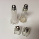 Set of 2 Vintage ?? Glass Salt & Pepper Shakers - 4.5" & 2" Set of 2 Vintage ?? Glass Salt & Pepper Shakers - 4.5" & 2"