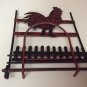Rustic Distressed Folding Blk/Red Rooster Chicken Poultry Farmhouse Hanger Shelf