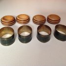 2 sets of 4 each Vintage ??? Wood Metal Napkin Rings Holders