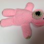 Vintage Hand Crocheted Hand Crafted Washable Pink Bear - 9.5"