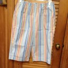 Blair Stripe Peach Blue Cropped Capris Pants Size 18PT Inseam 15"