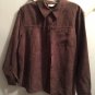 Studio Works Brown L/S Button Front Top Blouse Jacket Polyester Microfiber SZ PM