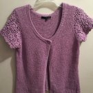 Ladies Willi Smith Lavender Crocheted Short Sleeve Cardigan Sweater Size Large Ladies Willi Smith Lavender Crocheted Short Sleeve Cardigan Sweater Size Large
