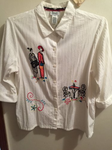 Embroidered Appliqued Ribbed Cuffed Blouse By Graff by UM Company PL
