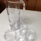 Summer Trend Run Clear Heavy Plastic Pitcher & 3 Tumblers Set