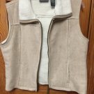 Womens Beige Zip Front Faux Suede Sherpa Lined Vest By Relativity Size Large