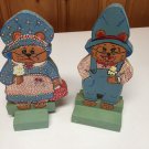 Grandpa & Grandma Hand Painted Wood Bear Figures Folk Primitive Art Vintage