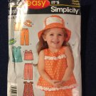 Simplicity Easy Pattern 3853 Size A (S,M,L)Toddlers Dress Top Pants Hat