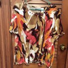 Alfred Dunner Embellished Brown Orange Cream S/S Stretch Top Blouse PXL