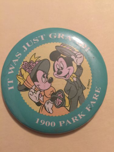 Vintage Disney Mickey and Minnie Pin Button 1900 Park Fare It Was Just Grand