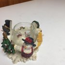 Christmas Snowmen Candle Ring W/Glass Jar Candle Holder Christmas Snowmen Candle Ring W/Glass Jar Candle Holder