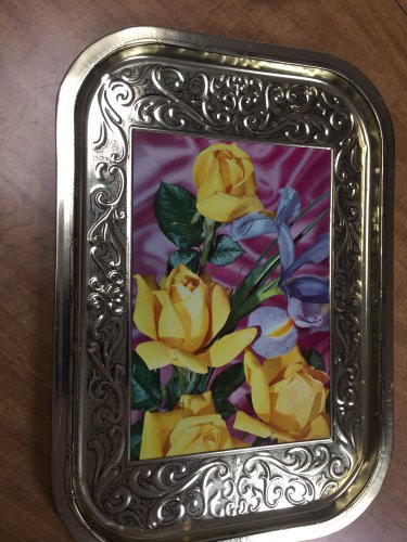 Vintage Yellow Roses Large Rectangular Tray Action-Lobeco Italy