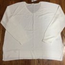 L/S V-Neck Pullover White Sweater XXL NWT