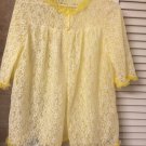 Vintage Yellow Lacy Sheer Lined Soft Bed Jacket with Woven Belt