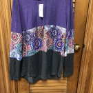 Heather Purple & Dark Heather Gray Abstract Color Block Hoodie 1X