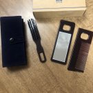 Vintage Avon Lucite Plastic Mirror, Comb & Brush W/Black Travel Case - 1994 NEW