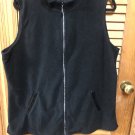 Quaker Factory Womens Size XL Black Fleece Rhinestone Zip Sequin Pocket Vest