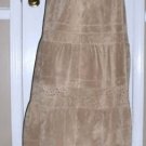 NEW NWT Margaret Godfrey Tan Suede Cutout Long Skirt 12