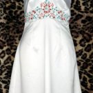 Laundry White Satin Blue & Orange Beaded Halter Top 6 M