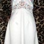 Laundry White Satin Blue & Orange Beaded Halter Top 6 M