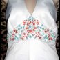 Laundry White Satin Blue & Orange Beaded Halter Top 6 M