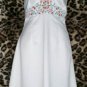 Laundry White Satin Blue & Orange Beaded Halter Top 6 M