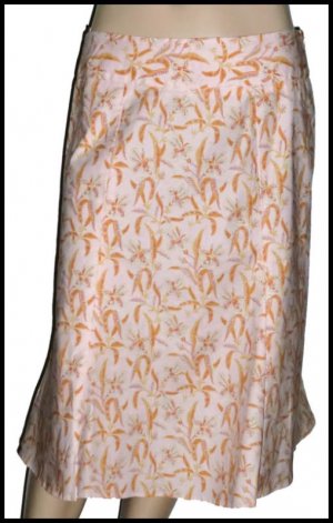 Gap Stretch Orange Peach Floral Skirt 8 M