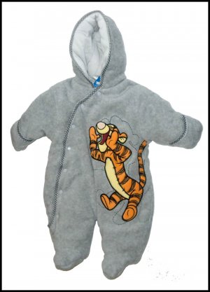 New NWT Grey Shouting Tigger Snowsuit Bunting 3 6 Mos