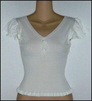 D&G DOLCE & GABBANA White Flutter  Shirt Blouse 44 6