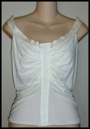 John Gallliano Winter White Wool Viscose Pleated Tank M