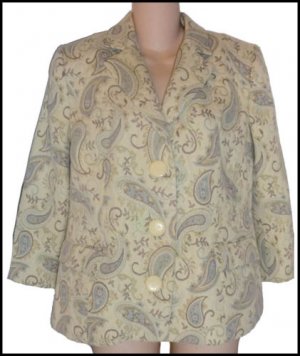 A Pea In The Pod Beige Wool Paisley Maternity Coat Jacket Blazer M 6