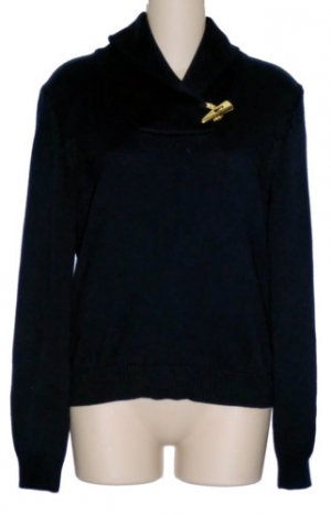 Lauren Ralph Lauren Navy Blue Gold Horn Sweater S 4