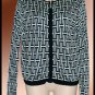 Halston Lifestyle Black & White Logo Cardigan Sweater M