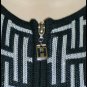 Halston Lifestyle Black & White Logo Cardigan Sweater M