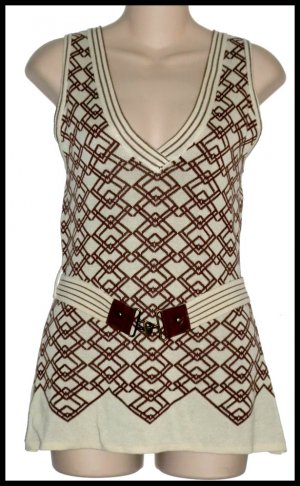 New NWT Tracy Reese Tan Diamond Ecrsa Cami Vest Top L