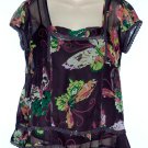 Fei Anthropologie Deep Purple Silk Butterfly Blouse 10