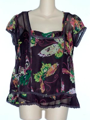 Fei Anthropologie Deep Purple Silk Butterfly Blouse 10