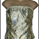 Kay Unger New York Gold Beaded Sequin Bustier Top 12 L