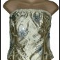 Kay Unger New York Gold Beaded Sequin Bustier Top 12 L