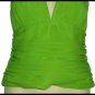 New NWT $310 Carmen Marc Valvo Collection Green Silk Ruched Halter Top 10 L