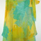 Banana Republic Silk Yellow Teal Blue Floral Layered Handkerchief Skirt 8 M