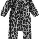 New NWT Baby Gap Cheetah Gray Velour Animal Print One Piece Romper 3 6 months