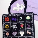 New NWT $195 Lulu Guiness Black Beaded Embroidered Garden Flower Handbag Purse