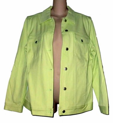 New Real Clothes Lime Green Stretch Cotton Jacket 14 XL