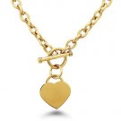 Gold Plated Stainless Steel Heart Tag Necklace - N30013Y